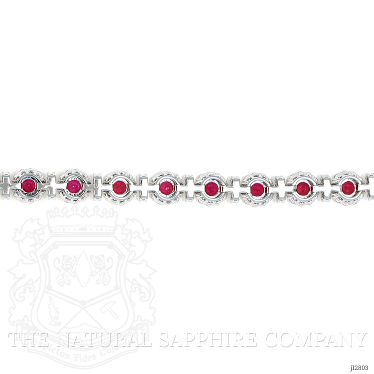 5.84 Ct.Tw. Ruby and Natural Diamond Pave Bracelet, 14K White Gold