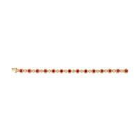 4.01 Ct.Tw.Total Carat Weight Ruby and Natural Diamond Pave Bracelet, 14K Yellow Gold Image