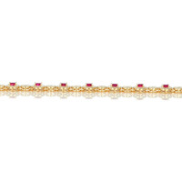 4.01 Ct.Tw.Total Carat Weight Ruby and Natural Diamond Pave Bracelet, 14K Yellow Gold Image
