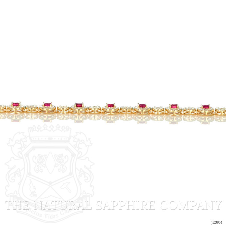 4.01 Ct.Tw. Ruby and Natural Diamond Pave Bracelet, 14K Yellow Gold