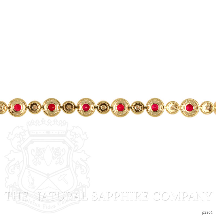 4.01 Ct.Tw. Ruby and Natural Diamond Pave Bracelet, 14K Yellow Gold