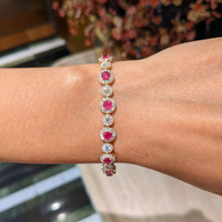 4.01 Ct.Tw.Total Carat Weight Ruby and Natural Diamond Pave Bracelet, 14K Yellow Gold Life Style