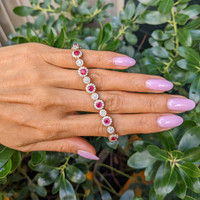4.01 Ct.Tw.Total Carat Weight Ruby and Natural Diamond Pave Bracelet, 14K Yellow Gold Life Style