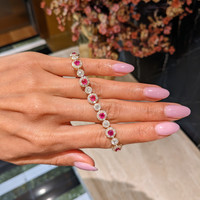 4.01 Ct.Tw.Total Carat Weight Ruby and Natural Diamond Pave Bracelet, 14K Yellow Gold Life Style