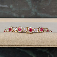 4.01 Ct.Tw.Total Carat Weight Ruby and Natural Diamond Pave Bracelet, 14K Yellow Gold Life Style