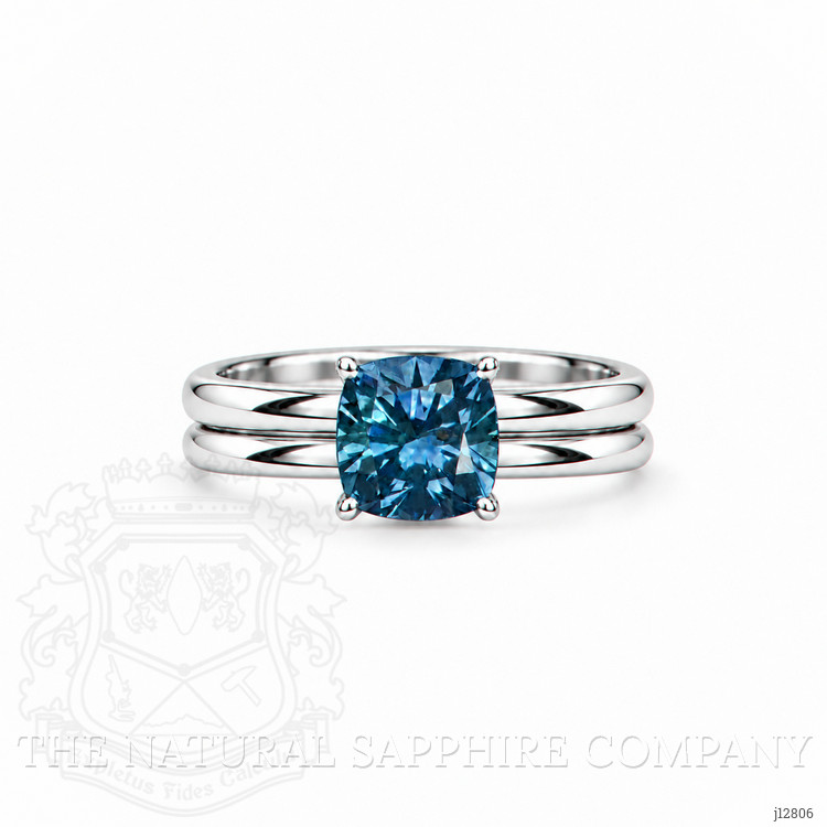 1.72 Ct. Bluish Green Sapphire Wedding Set Ring, Platinum 950