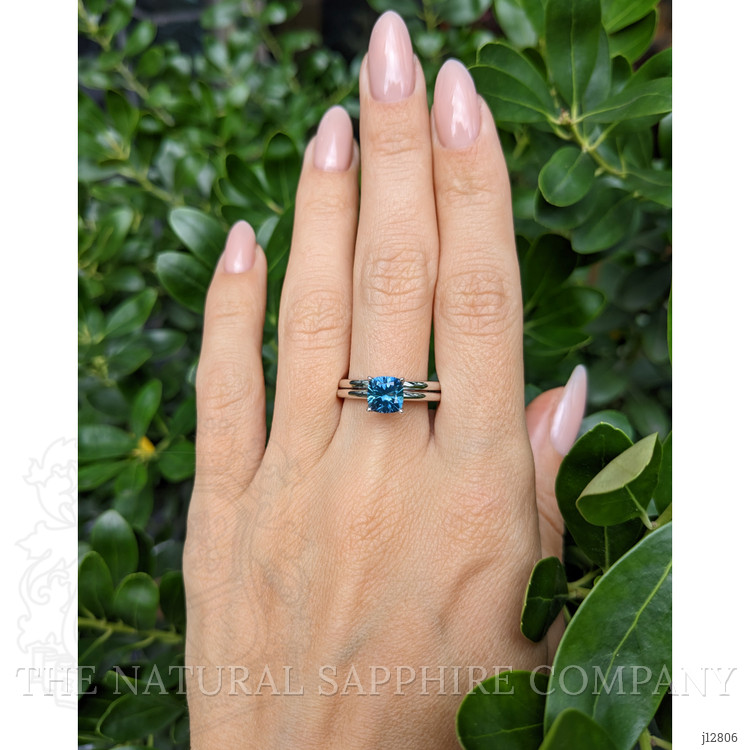 1.72 Ct. Bluish Green Sapphire Wedding Set Ring, Platinum 950