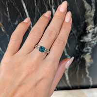 1.72 Ct. Bluish Green Sapphire Wedding Set Ring, Platinum 950 Life Style