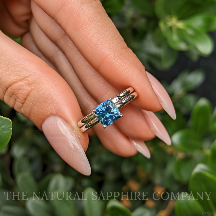 1.72 Ct. Bluish Green Sapphire Wedding Set Ring, Platinum 950
