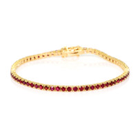 4.01 Ct.Tw.Total Carat Weight Ruby Tennis/Line Bracelet, 14K Yellow Gold Video