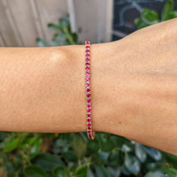 4.01 Ct.Tw.Total Carat Weight Ruby Tennis/Line Bracelet, 14K Yellow Gold Life Style
