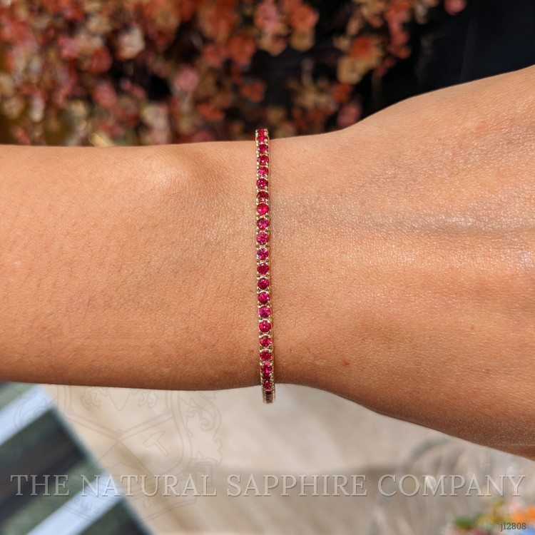 4.01 Ct.Tw. Ruby Tennis/Line Bracelet, 14K Yellow Gold