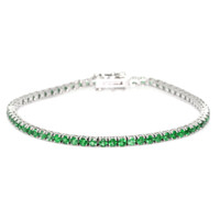 3.50 Ct.Tw.Total Carat Weight Emerald Tennis/Line Bracelet, 14K White Gold Video