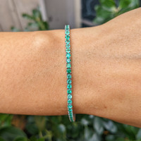 3.50 Ct.Tw.Total Carat Weight Emerald Tennis/Line Bracelet, 14K White Gold Life Style
