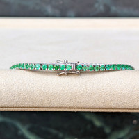 3.50 Ct.Tw.Total Carat Weight Emerald Tennis/Line Bracelet, 14K White Gold Life Style