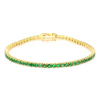 3.50&nbsp;Ct.Tw.Total Carat Weight Emerald Tennis/Line Bracelet, 14K Yellow Gold Video