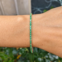 3.50&nbsp;Ct.Tw.Total Carat Weight Emerald Tennis/Line Bracelet, 14K Yellow Gold Life Style