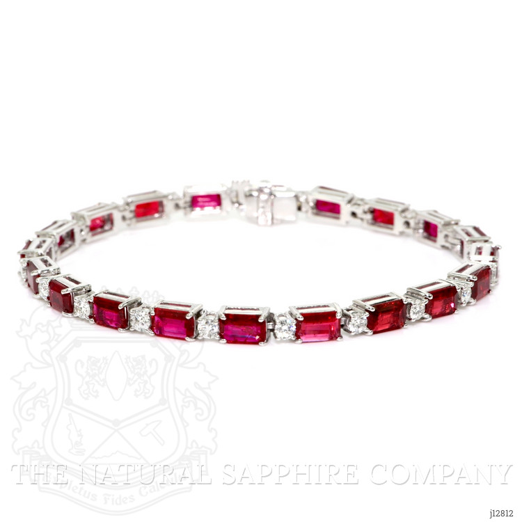 9.01 Ct.Tw. Ruby and Natural Diamond Accent Stones Bracelet, 14K White Gold