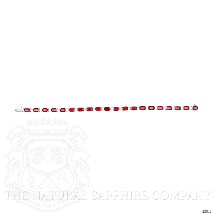 9.01 Ct.Tw. Ruby and Natural Diamond Accent Stones Bracelet, 14K White Gold