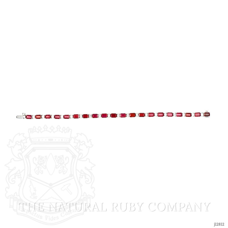 9.01 Ct.Tw. Ruby and Natural Diamond Accent Stones Bracelet, 14K White Gold