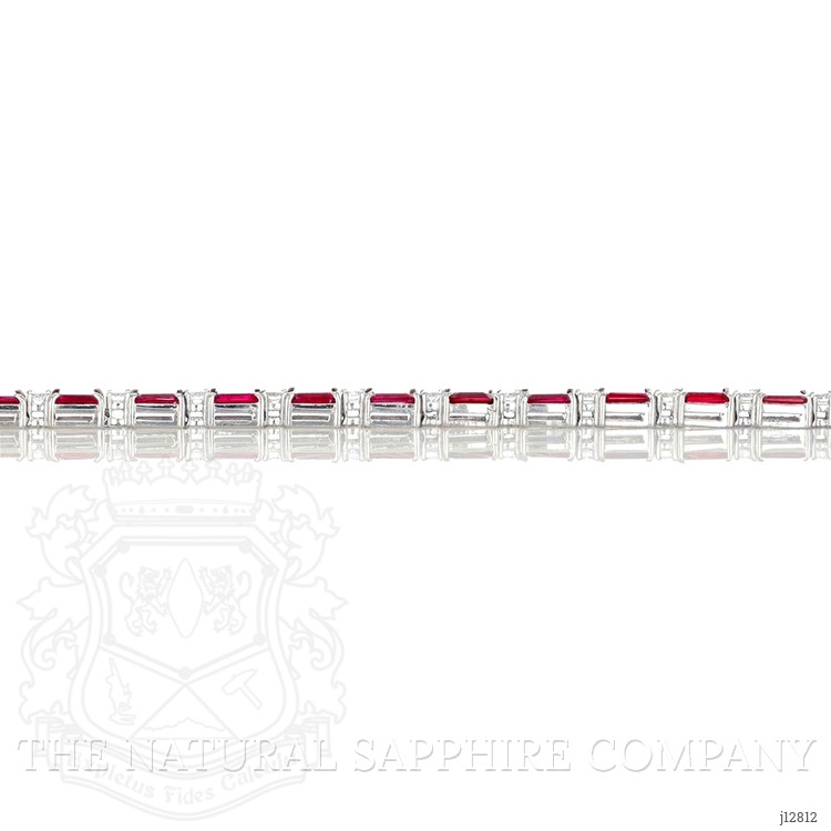 9.01 Ct.Tw. Ruby and Natural Diamond Accent Stones Bracelet, 14K White Gold