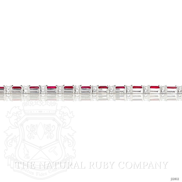 9.01 Ct.Tw. Ruby and Natural Diamond Accent Stones Bracelet, 14K White Gold