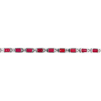9.01&nbsp;Ct.Tw.Total Carat Weight Ruby and Natural Diamond Accent Stones Bracelet, 14K White Gold Image