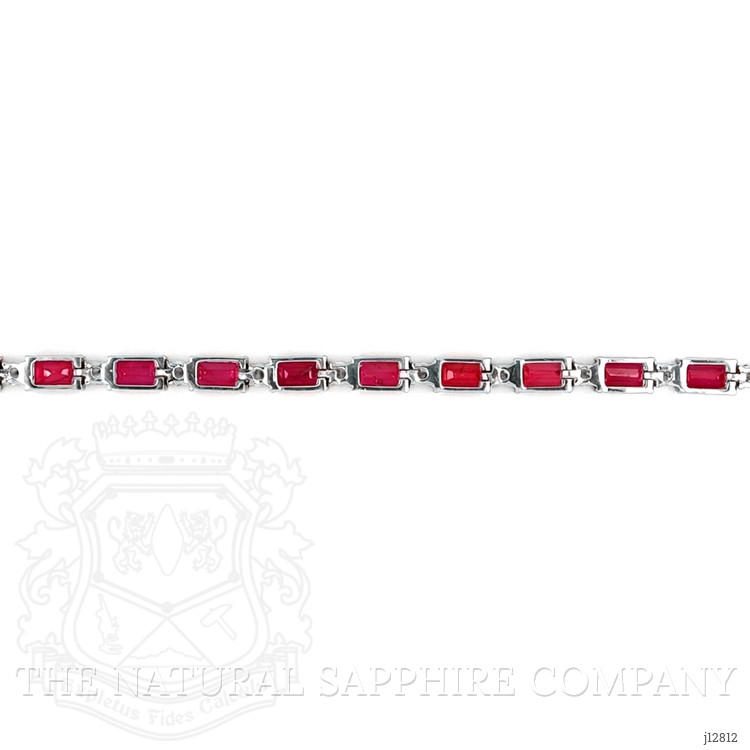 9.01 Ct.Tw. Ruby and Natural Diamond Accent Stones Bracelet, 14K White Gold