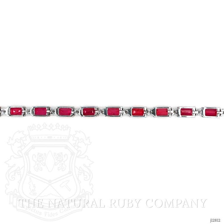 9.01 Ct.Tw. Ruby and Natural Diamond Accent Stones Bracelet, 14K White Gold