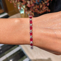 9.01&nbsp;Ct.Tw.Total Carat Weight Ruby and Natural Diamond Accent Stones Bracelet, 14K White Gold Life Style
