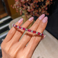 9.01 Ct.Tw.Total Carat Weight Ruby and Natural Diamond Accent Stones Bracelet, 14K White Gold Life Style
