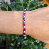 9.01 Ct.Tw.Total Carat Weight Ruby and Natural Diamond Accent Stones Bracelet, 14K White Gold Life Style