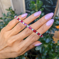 9.01 Ct.Tw.Total Carat Weight Ruby and Natural Diamond Accent Stones Bracelet, 14K White Gold Life Style