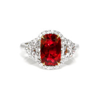3.04 Ct. Ruby and Natural Diamond Pave Ring, Platinum & 18K Yellow Video