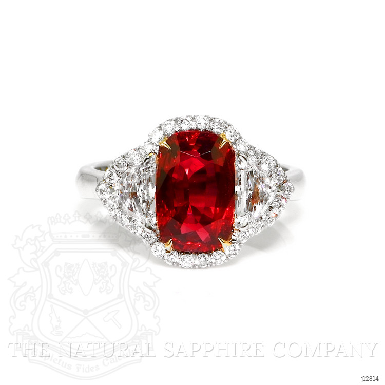 3.04 Ct. Ruby and Natural Diamond Pave Ring, Platinum & 18K Yellow