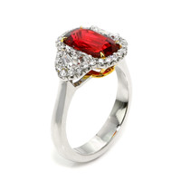 3.04 Ct. Ruby and Natural Diamond Pave Ring, Platinum & 18K Yellow Image