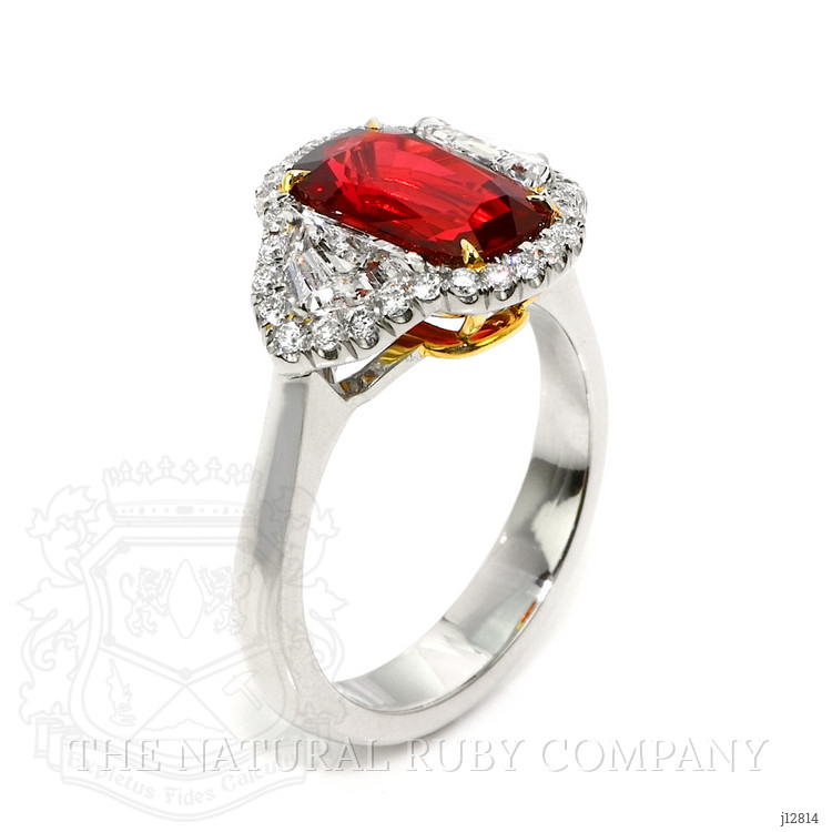 3.04 Ct. Ruby and Natural Diamond Pave Ring, Platinum & 18K Yellow