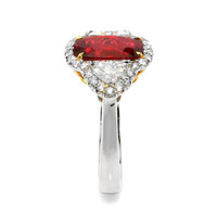 3.04 Ct. Ruby and Natural Diamond Pave Ring, Platinum & 18K Yellow Image