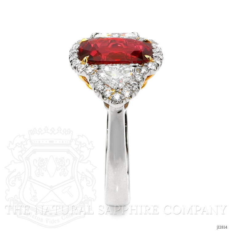 3.04 Ct. Ruby and Natural Diamond Pave Ring, Platinum & 18K Yellow