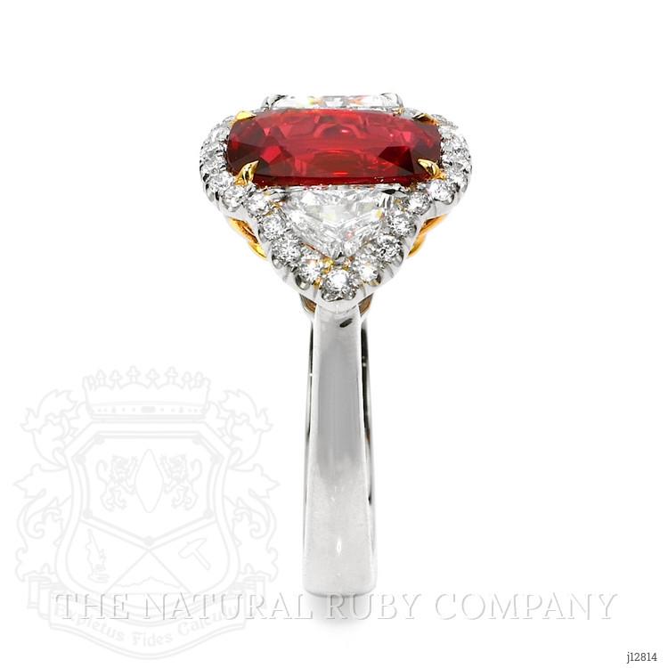 3.04 Ct. Ruby and Natural Diamond Pave Ring, Platinum & 18K Yellow