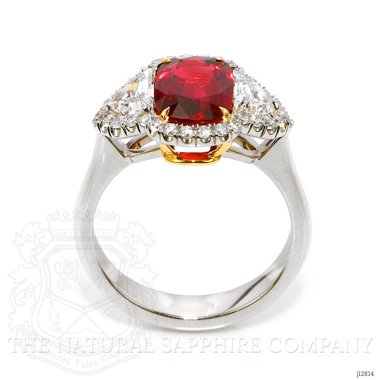 3.04 Ct. Ruby and Natural Diamond Pave Ring, Platinum & 18K Yellow