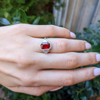 3.04 Ct. Ruby and Natural Diamond Pave Ring, Platinum & 18K Yellow Life Style
