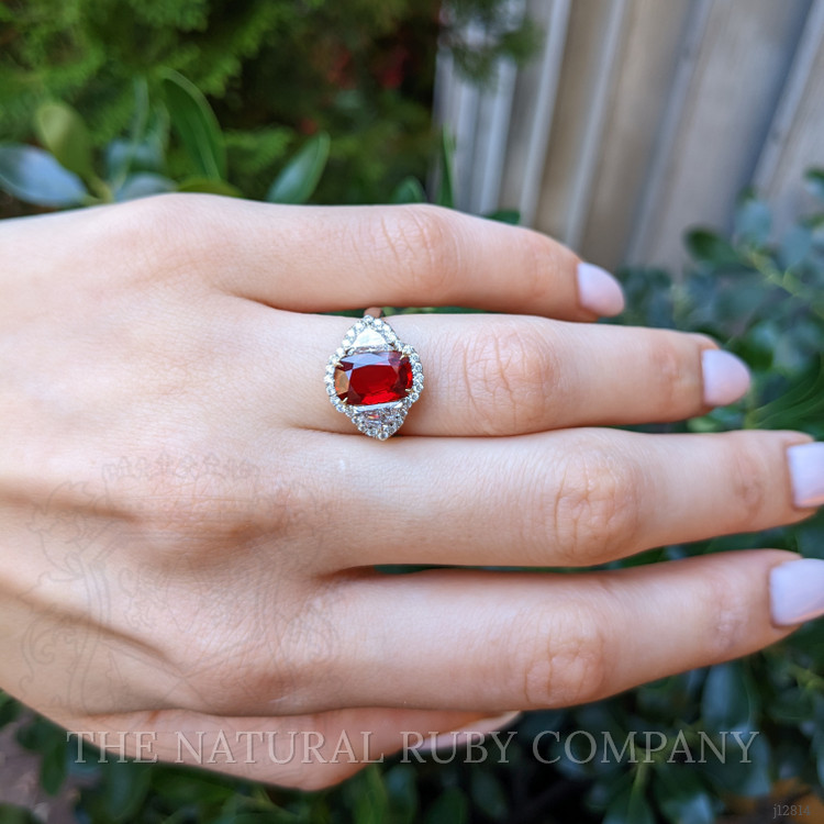 3.04 Ct. Ruby and Natural Diamond Pave Ring, Platinum & 18K Yellow