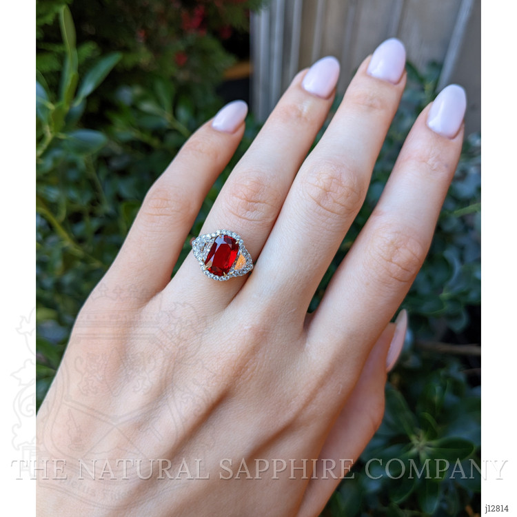 3.04 Ct. Ruby and Natural Diamond Pave Ring, Platinum & 18K Yellow