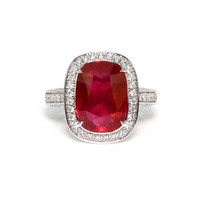 9.06 Ct. Ruby and Natural Diamond Pave Ring, 18K White Gold Video