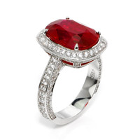9.06 Ct. Ruby and Natural Diamond Pave Ring, 18K White Gold Image