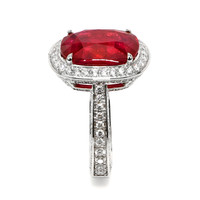 9.06 Ct. Ruby and Natural Diamond Pave Ring, 18K White Gold Image