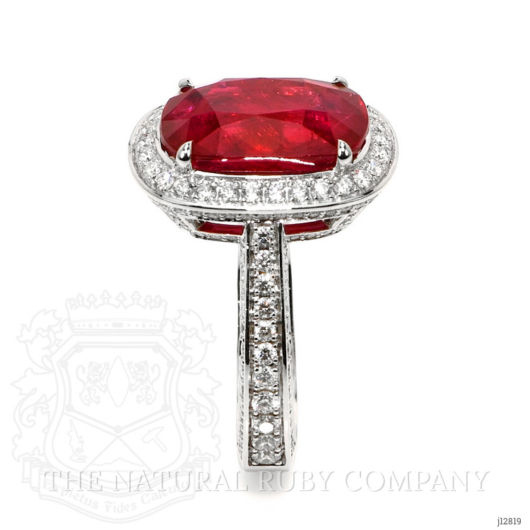 9.06 Ct. Ruby and Natural Diamond Pave Ring, 18K White Gold