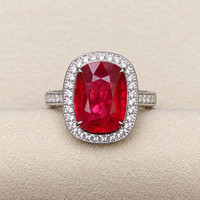 9.06 Ct. Ruby and Natural Diamond Pave Ring, 18K White Gold Life Style