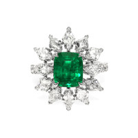 3.34 Ct. Emerald and Natural Diamond Pave Ring, Platinum 950 Video